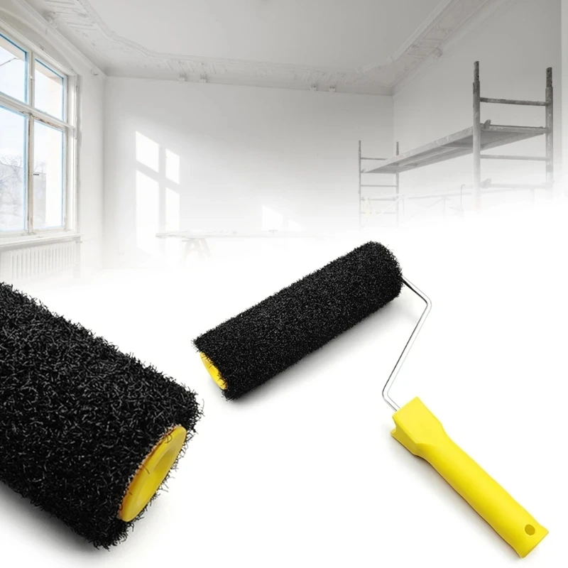 

9-дюймовая роликовая кисть из черного волокна для нанесения на шпатлевки, настенная художественная текстура-инструмент для домашнего декора «сделай сам»