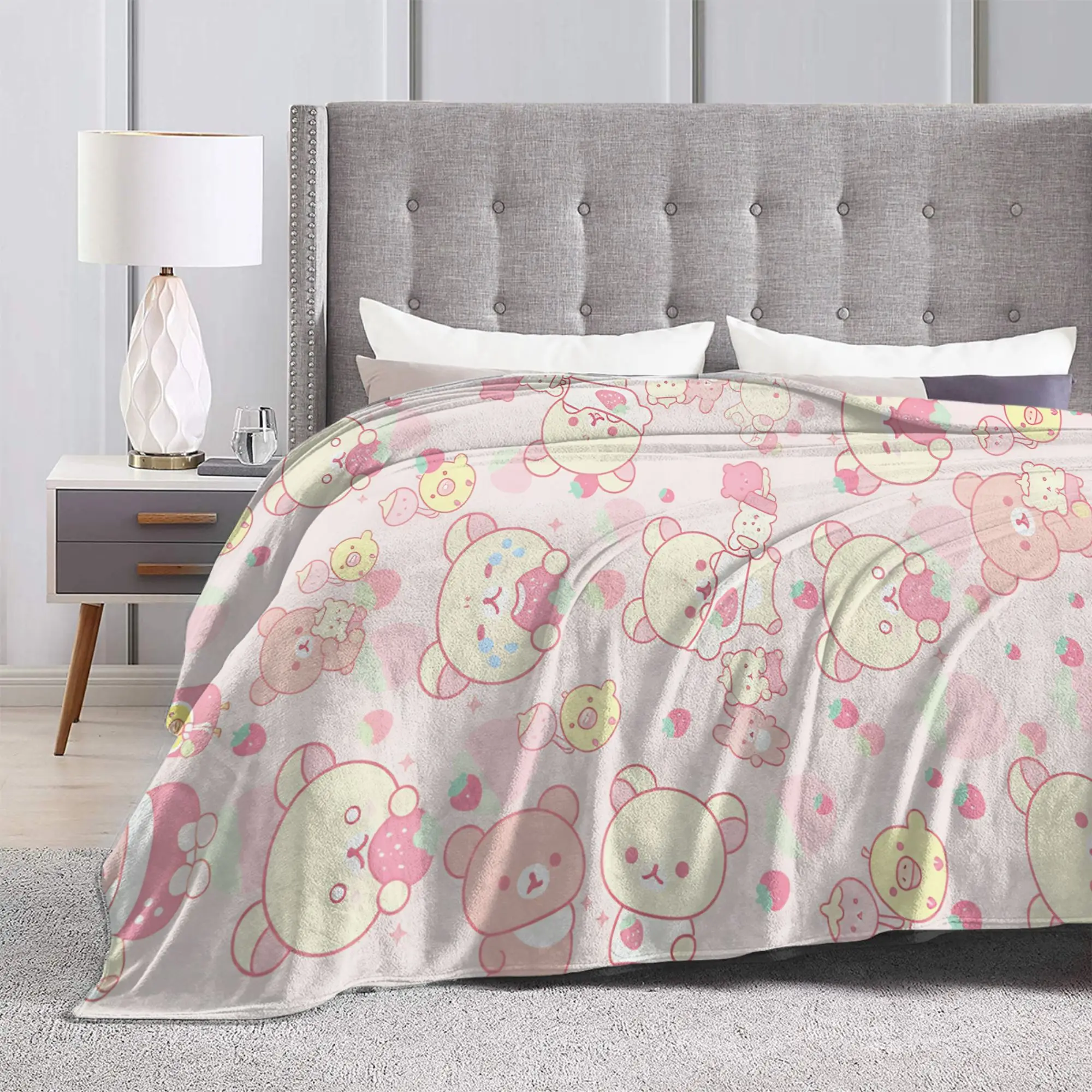 Warm Soft BlanketsBoy Girl Travel Rilakkuma Soft Pink Collage Bedding Throws  Flannel Bedspread For Couch Chair Sofa Bed Cover