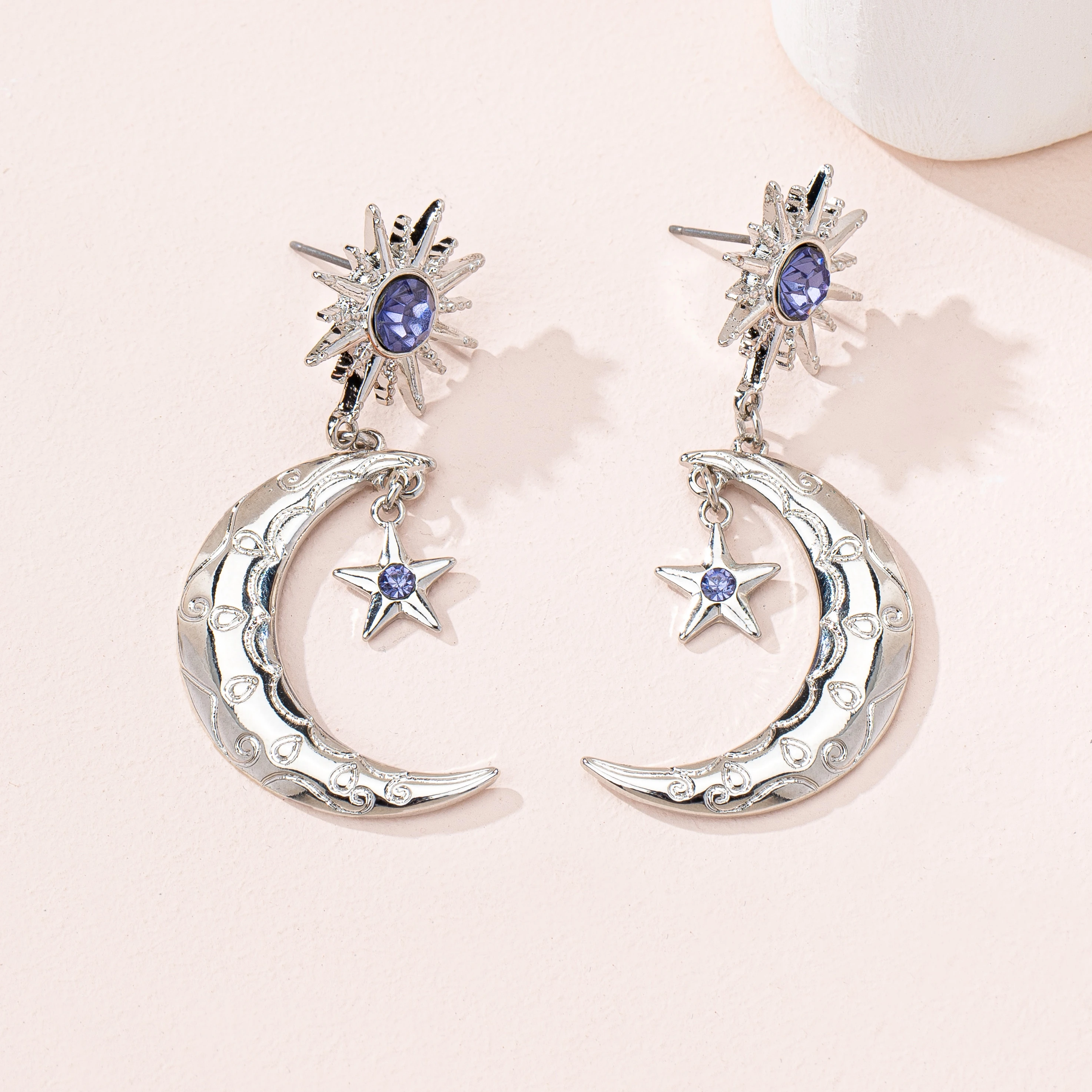 أقراط مرصعة مع قلادات القمر والنجمة هدايا مجوهرات #4