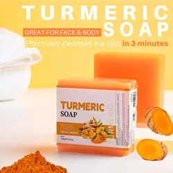 Hand Made Turmeric Soap Turmeric Kojic Acid Glow Soap Brightening And Whitening Skin Deep Cleansing Soap Skin Care Beauty 100g