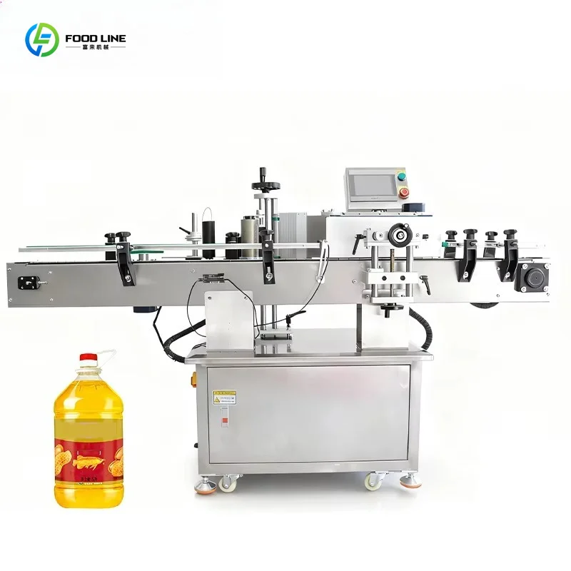 Customized Automatic Round Bottle Labeling Machine With Coding For Mineral Water Wine Bottle Edible Oil Can