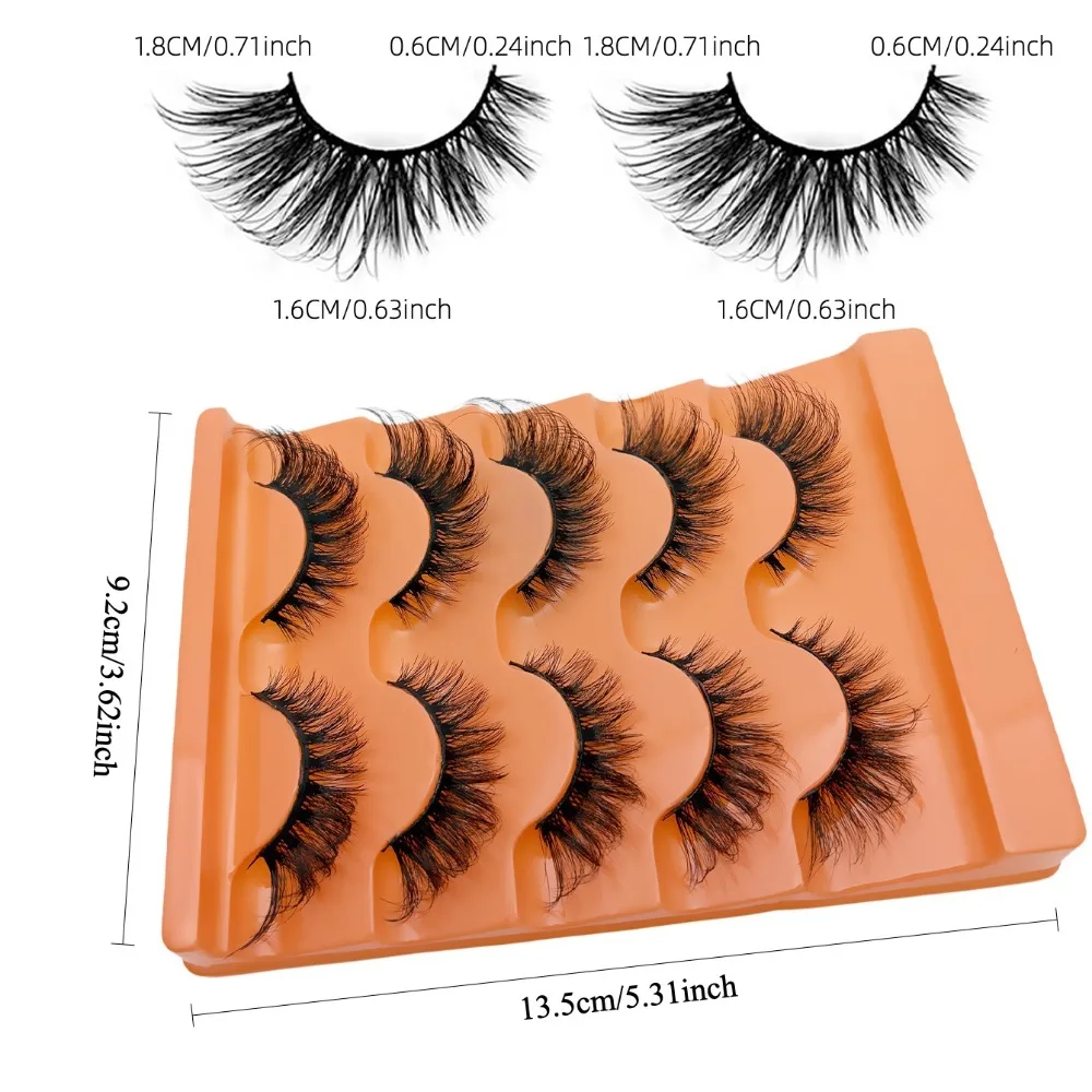 5 Paar natürliche, flauschige Cat-Eye-Kunstwimpern, Fuchswimpern, flauschiges Volumen, verlängerte Wimpern für den äußeren Wimpernrand, für das tägliche Make-up – Detail 4