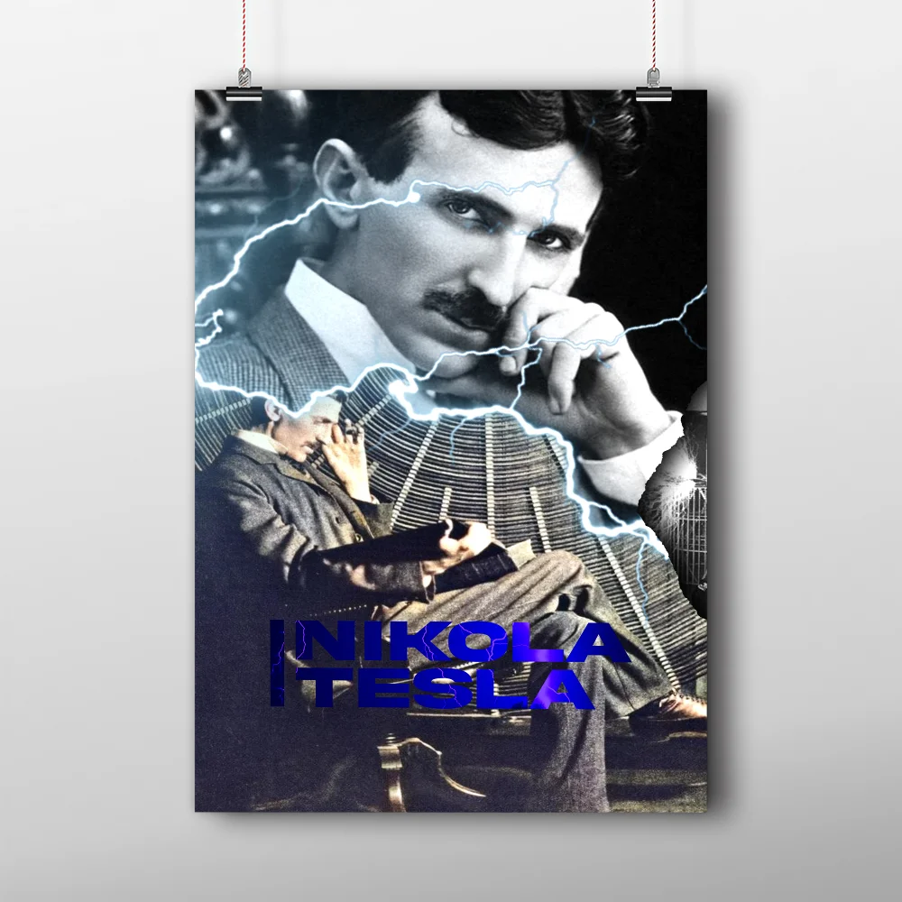 العلماء المشهورين نيكولا تيسلا ورق أبيض ملصق مقاوم للماء ورقة ملصق مقهى بار الفن الجمالي طلاء جدران