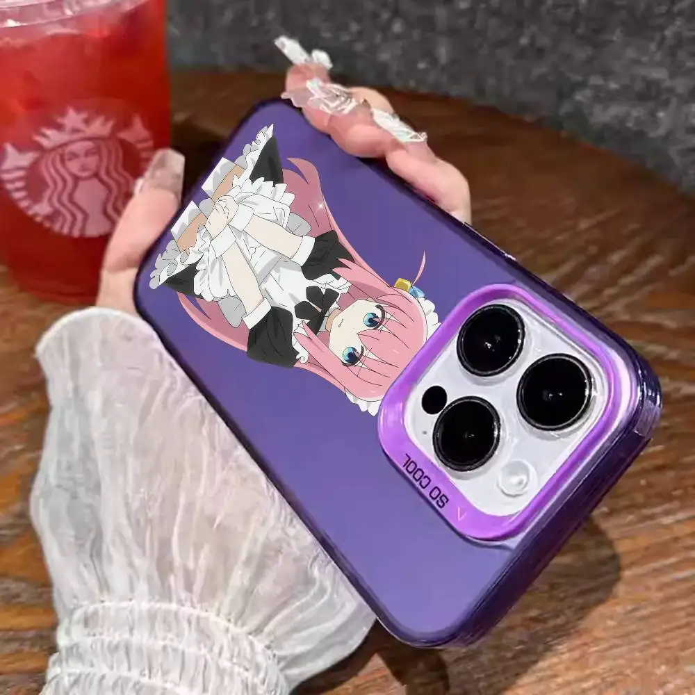 1 قطعة Gotou Hitori Bocchi أنيمي جراب هاتف الليزر IMD اللون الفضي شل آيفون 17 16 15 14 13 12 11 الهواء برو ماكس زائد