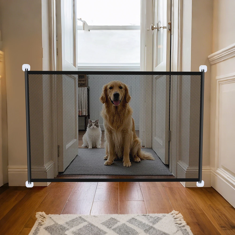 Portable Folding Pet Dog Enclosure Isolation Net Home Use No Drilling Required, Safety Barrier Protection Net
