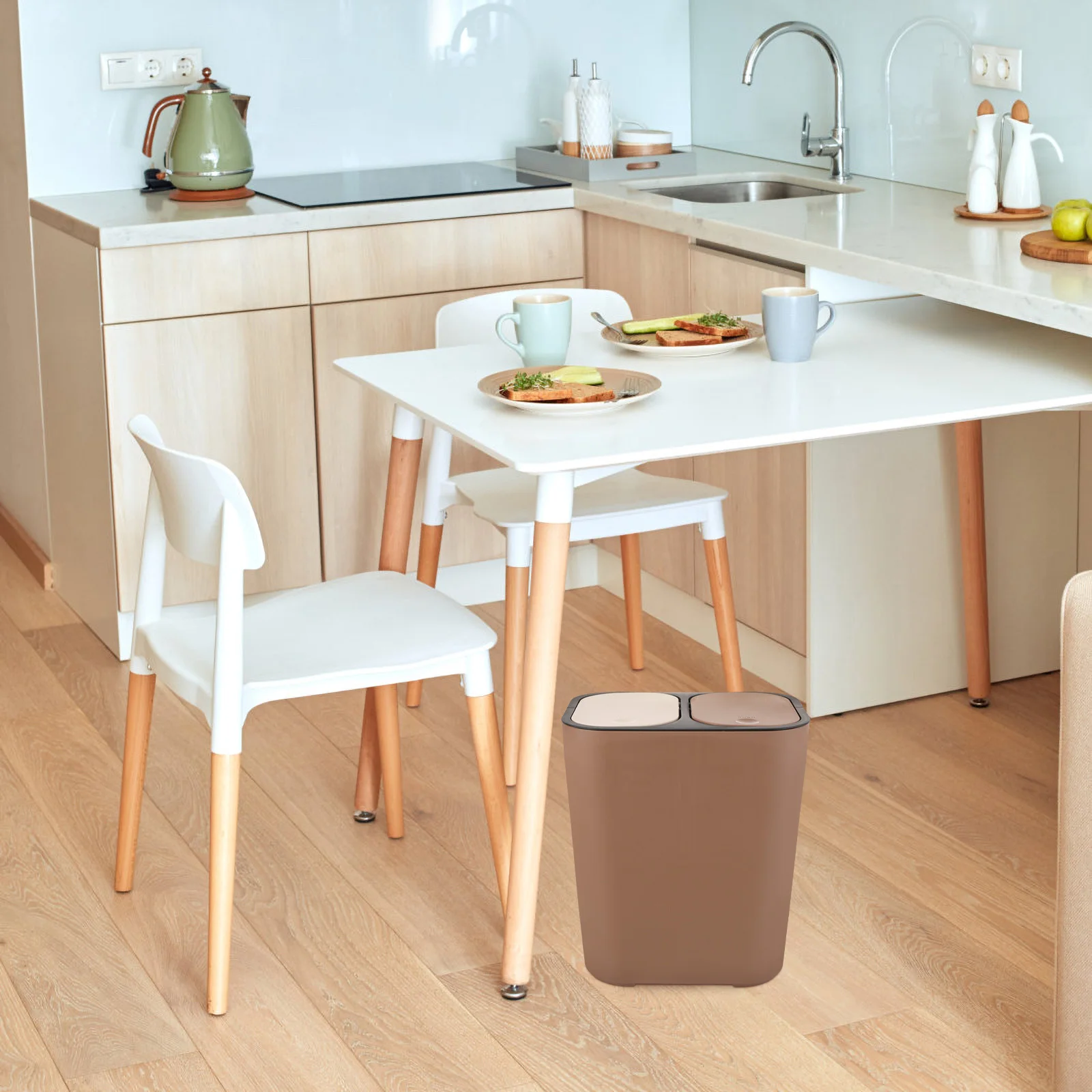 

1Pcs Double-Deck Trash Can PP Material Wet and Dry Classified Waste Container Home Office Garbage Box Home Trash Can