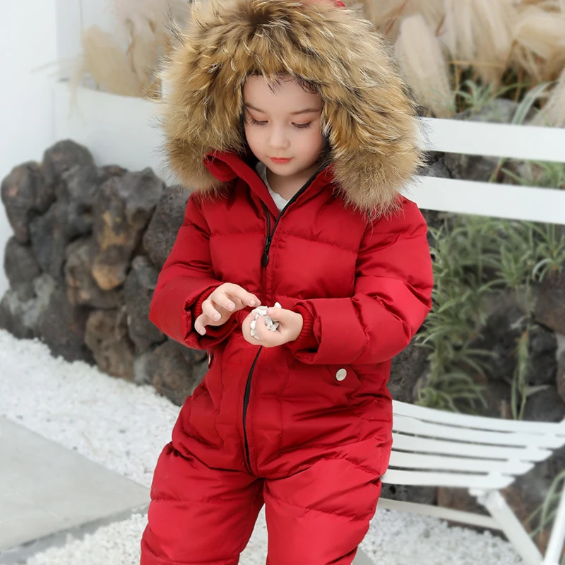 2024 Kids Winter piece down jacket children waterproof warm outdoor ski wear baby winter thick warm Snowsuit Fur Coat 2-6Years