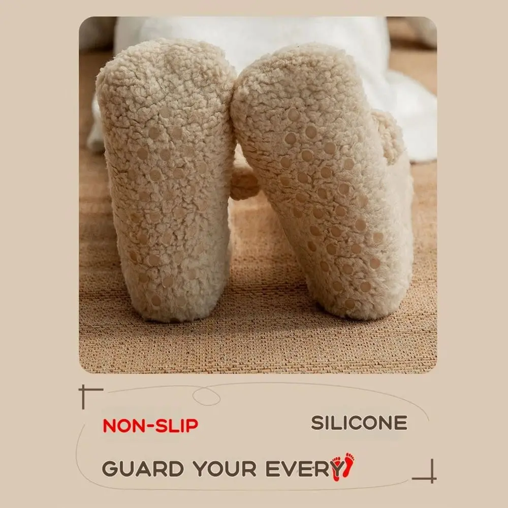 الجوارب الحرارية سميكة الدافئة المرجان الصوف المضادة للانزلاق جوارب يمكن السير بها على الأرض لينة الكرتون جهاز تدفئة القدمين النساء