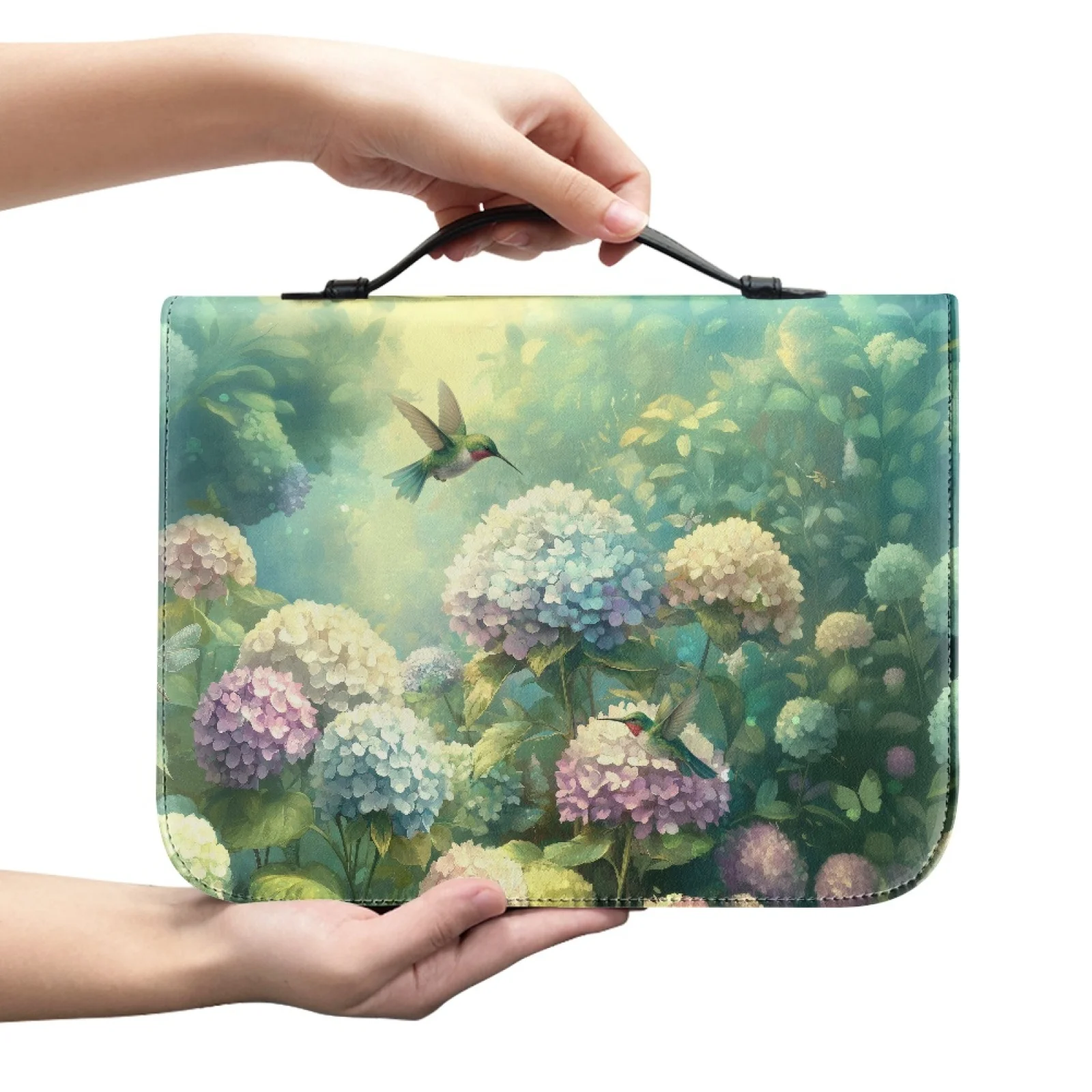 XIXIRIMIDO Hydrangea Portable Bible Cover for Church Bible Study, PU Leather Protective Bible Case New Arrival 2026 Collection