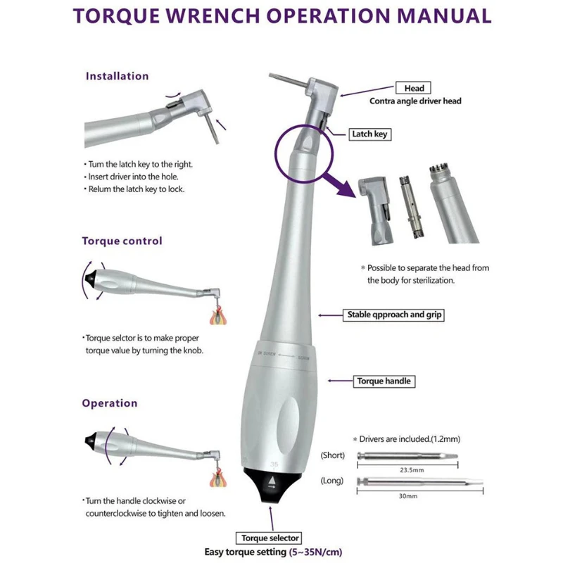 Универсальный динамометрический ключ для зубного имплантата, наконечник, отвертка, набор протезирования для стоматологической клиники, инструменты для ремонта имплантата