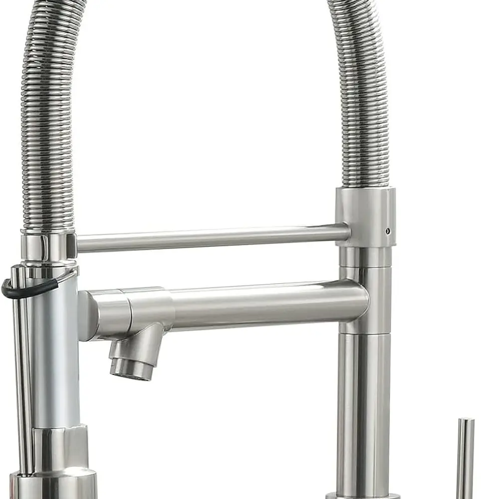 

Pull Down Kitchen Faucet with Lock Sprayer, Single Handle Spring Stainless Steel Kitchen Sink Faucet Brushed Nickel