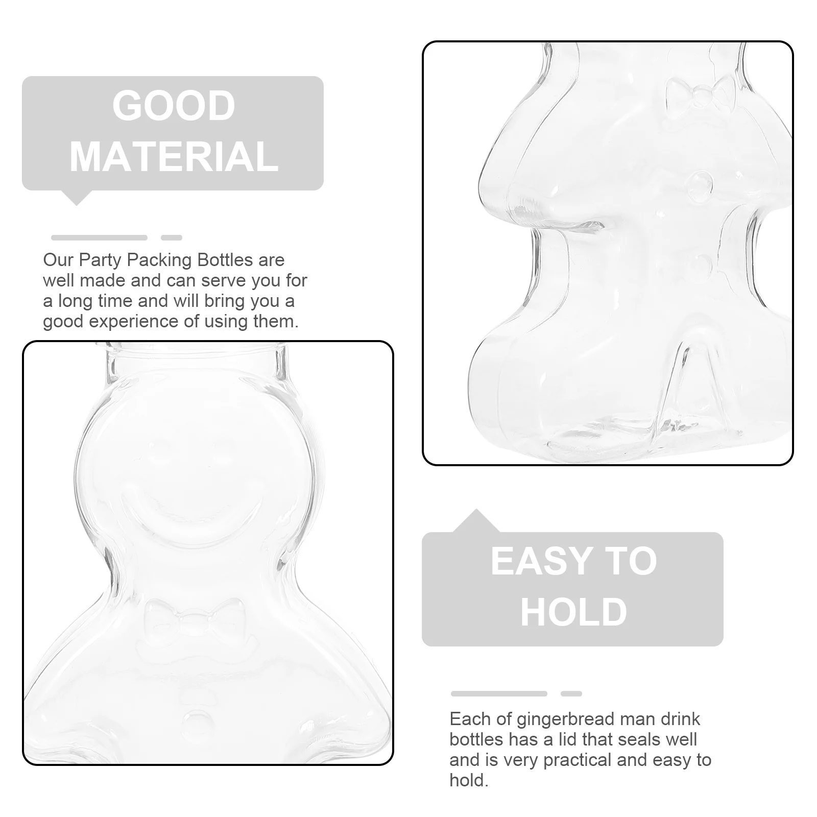 

10Pcs Christmas Themed Beverage Bottles Gingerbread Man Design Portable Airtight Juice Milk Containers Holiday Party Favors