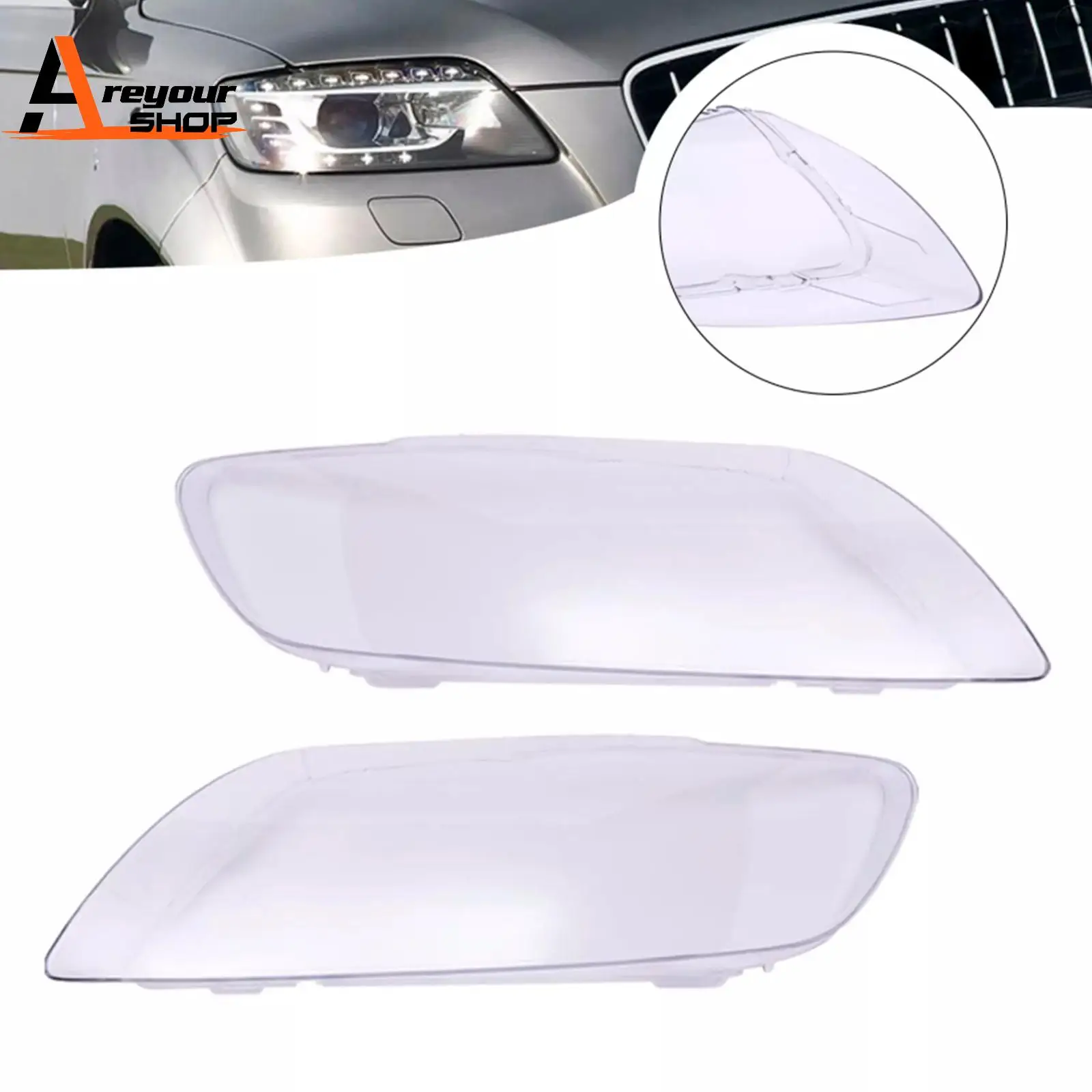 

2PCS Front Headlight Glass Clear Cover for Audi Q7 2006 2007 2008 2009 2010 2011 2012 2013 2014 2015