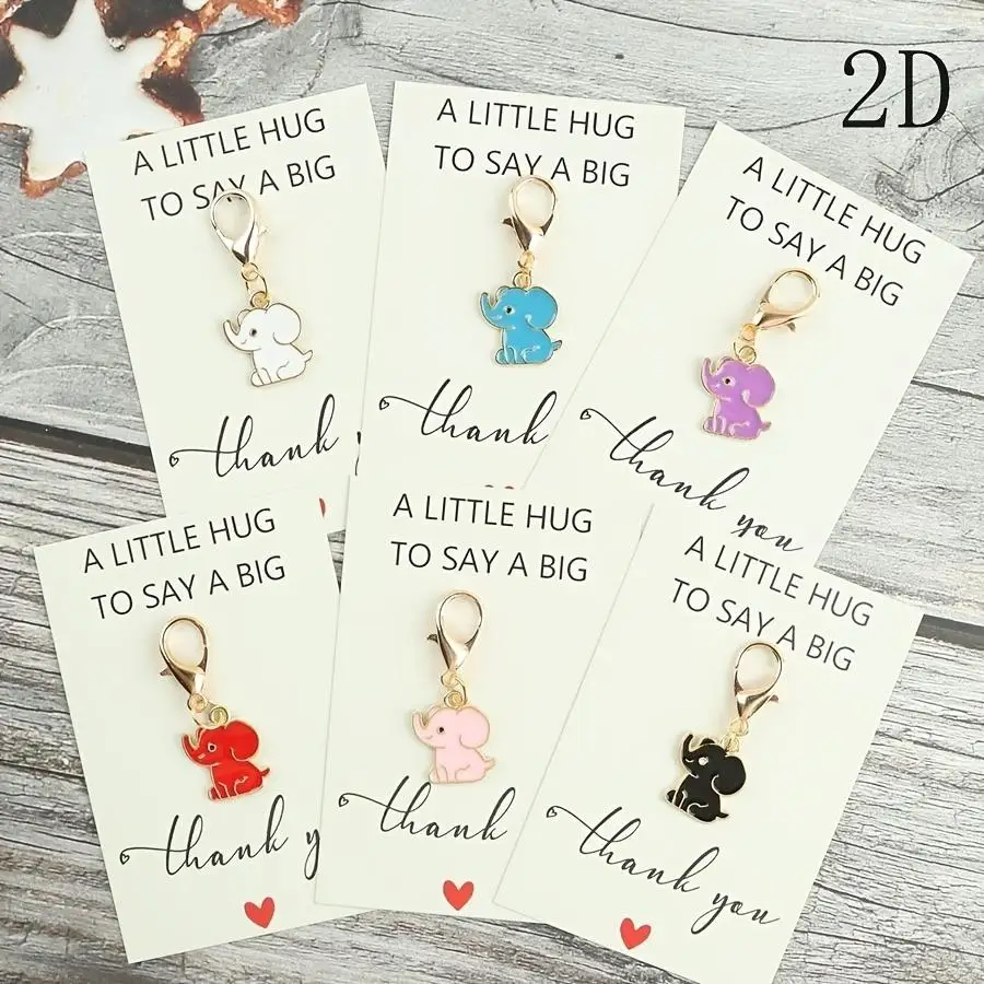 1/5/10/20/50/100pcs 2D Cute Elephant Keychain Set, Includes Thank You Card, Decorative Bag Charm, Ideal Bag Charm, Perfect Eleph