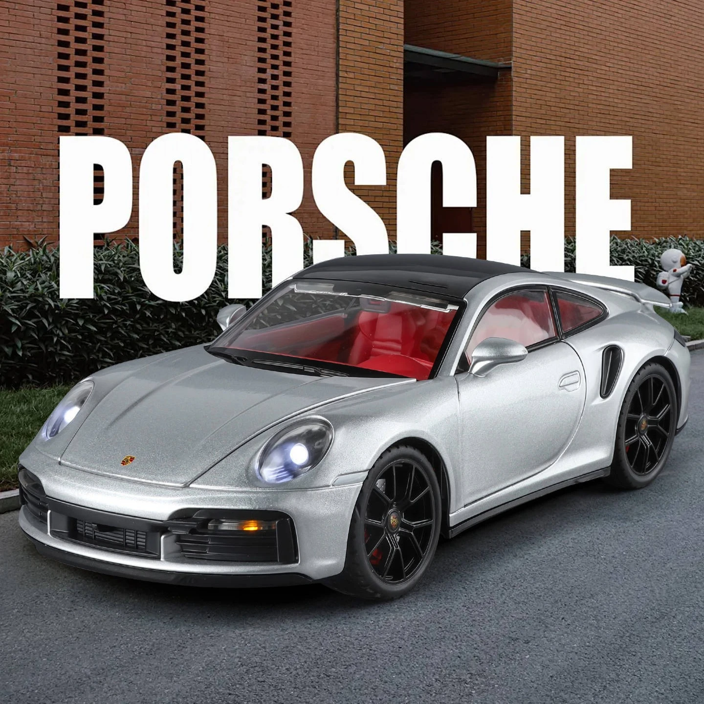 

1:24 911 Alloy Car Model Light Pull Back Ornament Model Children's Toy Gift Diecast Alloy Car Model Collectible