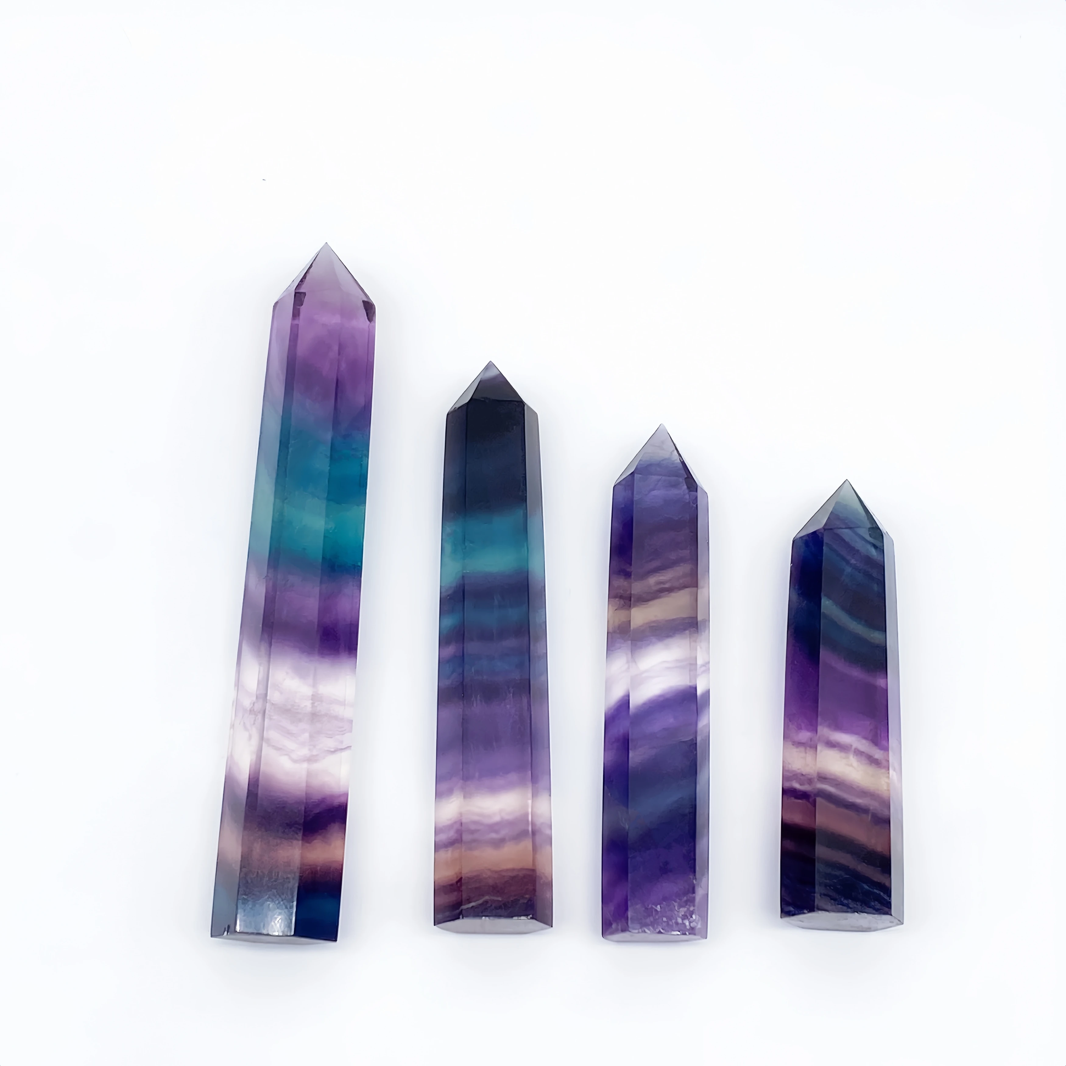 Natural Colorful Fluorite Tower Crystal Stone Quartz Point Mineral Witchcraft Healing Hexagonal Wand Home Decor Aquarium Gift