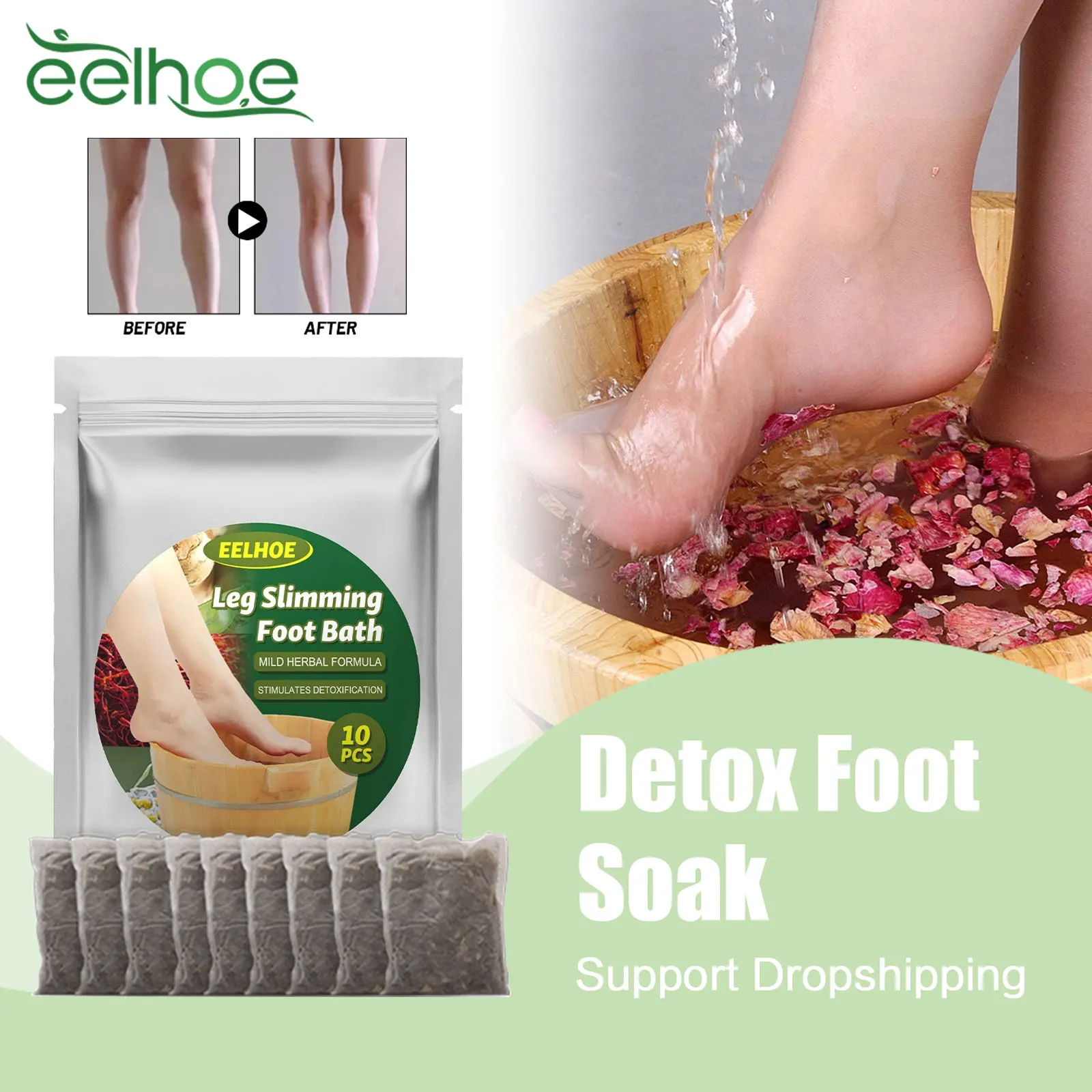 Foot Cleansing Soak Relieve Muscle Fatigue Improve Blood Circulation Promote Slimming Weight Loss Dehumidification Detox Soak