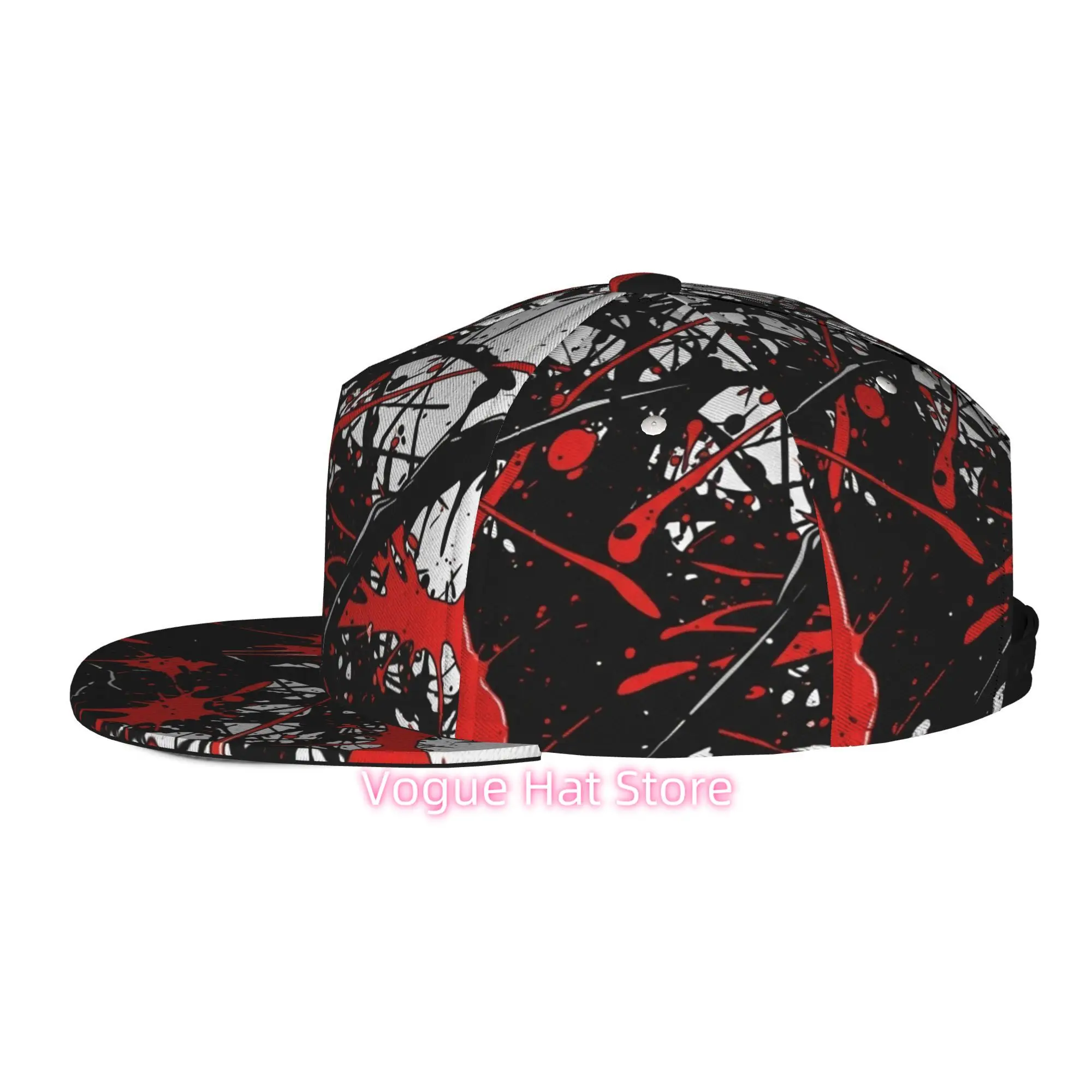 Men's & Women's Abstract Splatter Art Baseball Cap with Adjustable Snap Brim - Lightweight Flat-Top Hat Suitable for Casual Outd