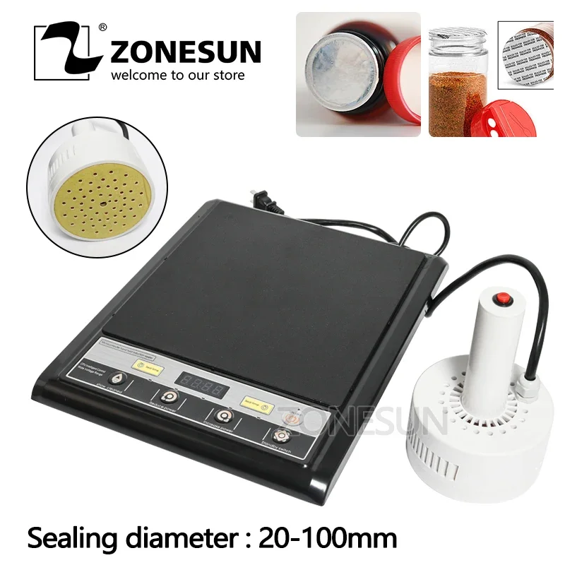 ZONESUN Mano Sigillatore di Induzione Elettromagnetica Macchina di Sigillamento Della Bottiglia di Vetro PET PP Microcomputer Foglio di Alluminio