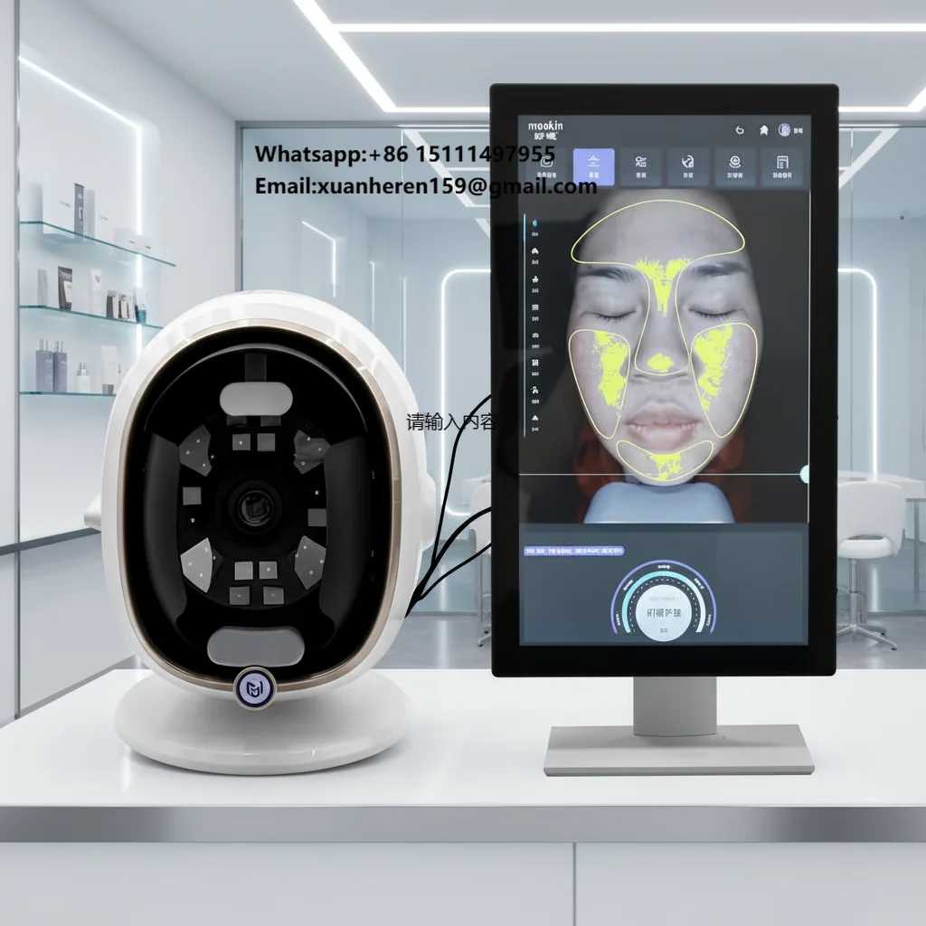 AI Magic Mirror Eight-Spectrum Intelligent Skin Analyzer Desktop Electric Plastic LED Detector UK US Body Use Beauty