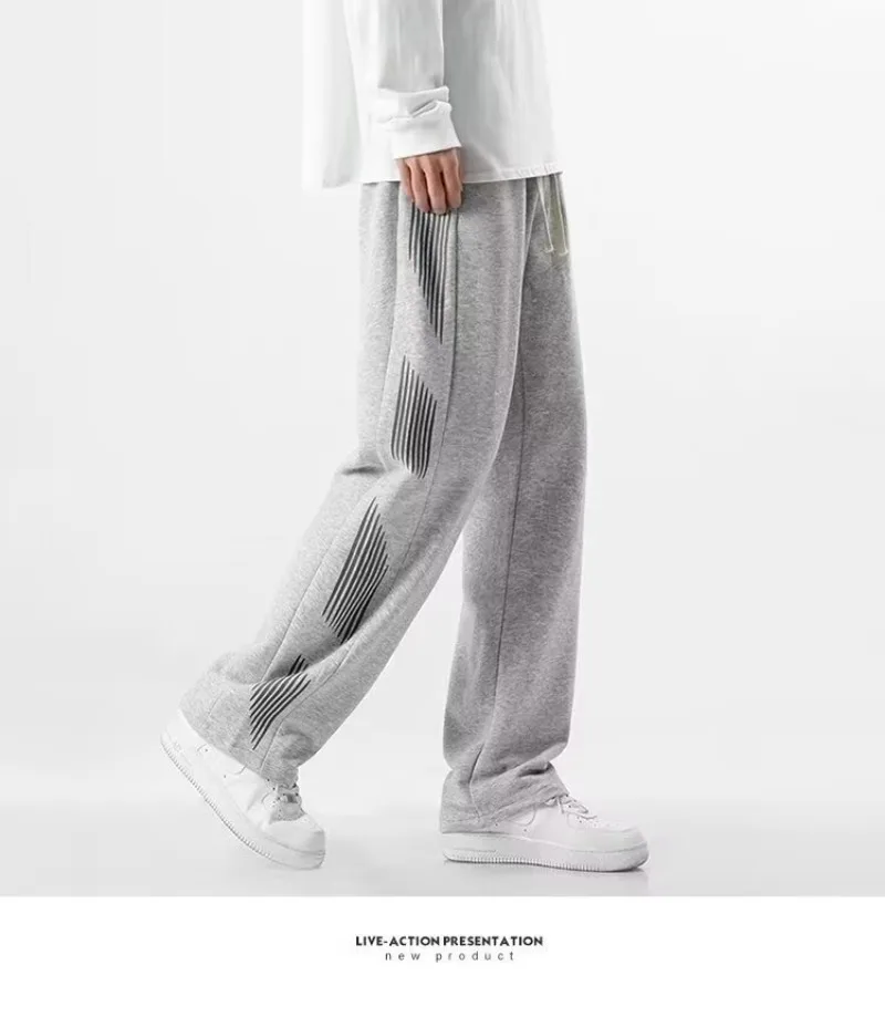 

Мужские мешковатые брюки, модные спортивные штаны в полоску на шнурке, ретро, баскетбольные прямые мешковатые брюки для бега, широкие повседневные брюки на открытом воздухе, мужские