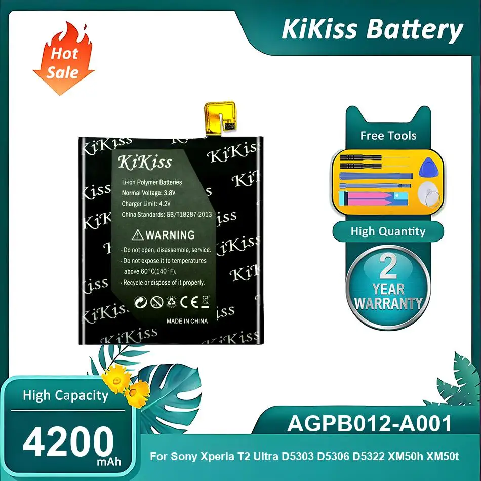 

KiKiss Battery For Sony Xperia T2 Ultra D5303 D5306 D5322 XM50h XM50t,AGPB012-A001,4200mAh