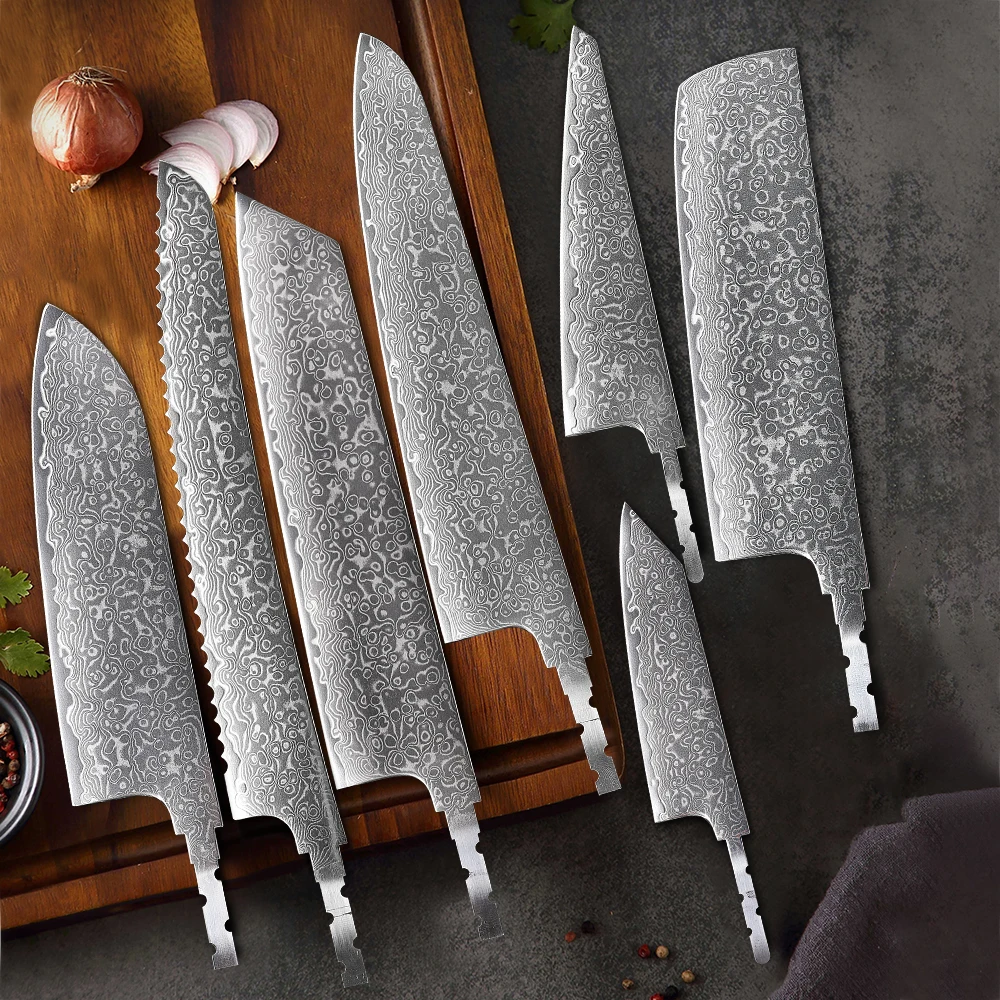 TURWHO Japanese Hand Forged Chef Knives DIY Blank Blade AUS-10 Damascus Steel Kitchen Knife DIY Making Handmade Knife NO Handle