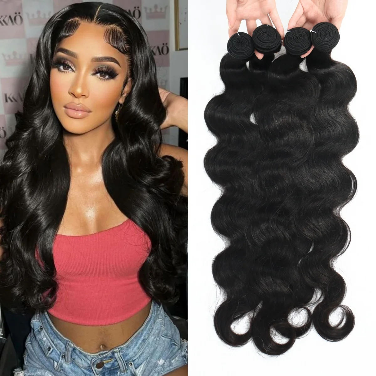 

16A Пучки объемных волн 100% человеческие волосы 30, 32, 40 дюймов, необработанные необработанные пучки волос, 4/5/6 шт., пучки двойного плетения