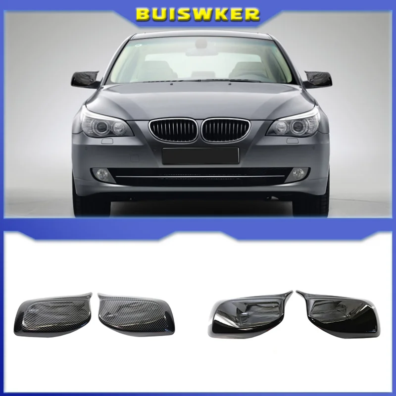 Rearview Mirror Cover Cap Carbon Fiber / Black for BMW 5 Series E60 E61 E63 E64 2004-2008 520i 525i 528i 528xi 530i
