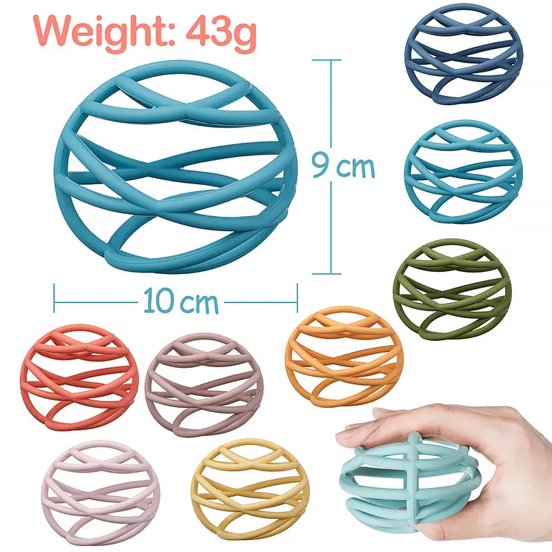 Baby speelgoed training grip food grade veiligheid siliconen materiaal bpa gratis baby bijtring kinderen educatief speelgoed gen bal labyrint