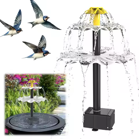 3 Tiered Water Fountain with 2W Solar Panel Solar Bird Bath Fountain Water Fountain with Birdbath for Yard Patio Deck Decoration