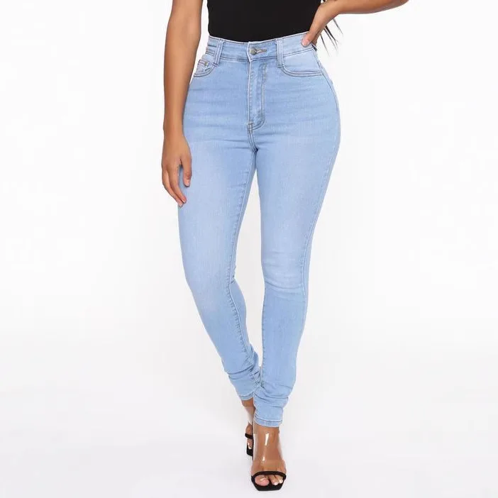 Women Denim Pant Jeans Vintage Long Pants Slim Fit Sexy Sheath High Waist Trousers Y2k Streetwear Elegant Splice Work Casual