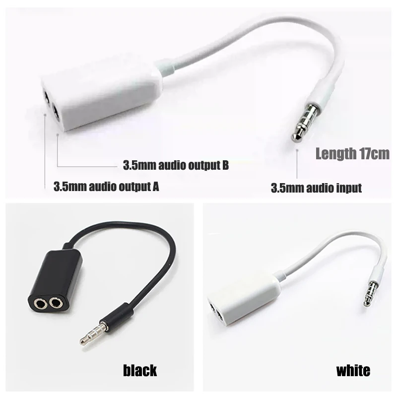 

Headphones 1/2 Couple Double Splitter Shared Computer Speaker Speaker Phone 3.5mm Audio Converter Adapter With Voice 17cm