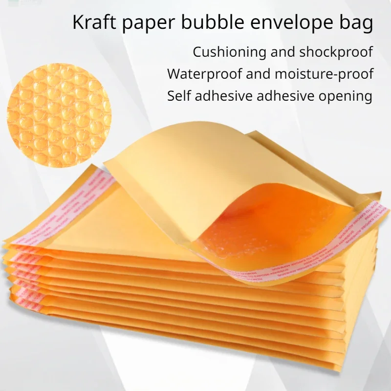 

Yellow Kraft Paper Bubble Envelope Bag Thick Self-adhesive Bubble Express Bag Shockproof Cushioning fragile Transport air mailer