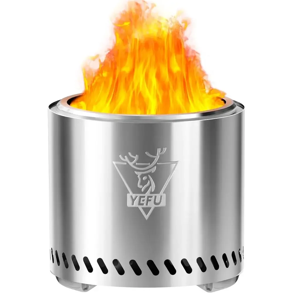 Portable Outdoor Fire Pit with Removable Ash Pan - 15 Inch Stainless Steel, Ideal for Patio, Camping, Backyard