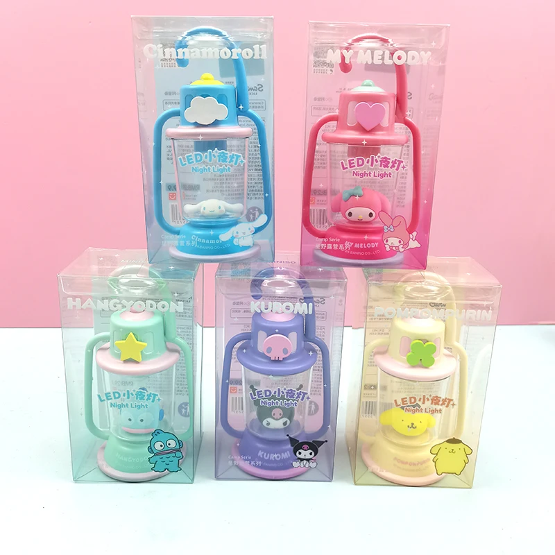 Милая мультяшная серия Hoshino для кемпинга Melody Kuromi Cinnamoroll Hangyodon Pom Purin светодиодная подсветка для ночного освещения