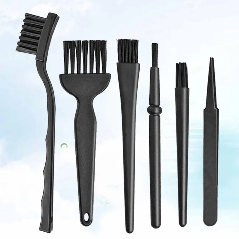 1 Set/6pcs Computer Cleaning Brush Keyboard Brush Multifunctional Brush Cleaning Brush for Home Office (Black)