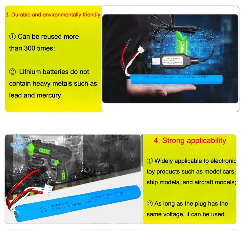 7.4V 1200mAh bateria z USB litowo-jonowy do kula wodna elektrycznych automatyczny pistolet pneumatyczny/elektryczna kulka rozpryskowa/kulka żelowa