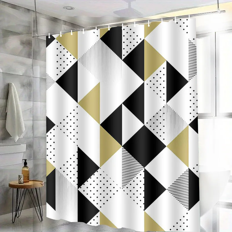 

Patterned diamond shape washable Dirt-Resistant Shower Curtain Shower Head waterproof Polyester Bath Curtain For Home Decor