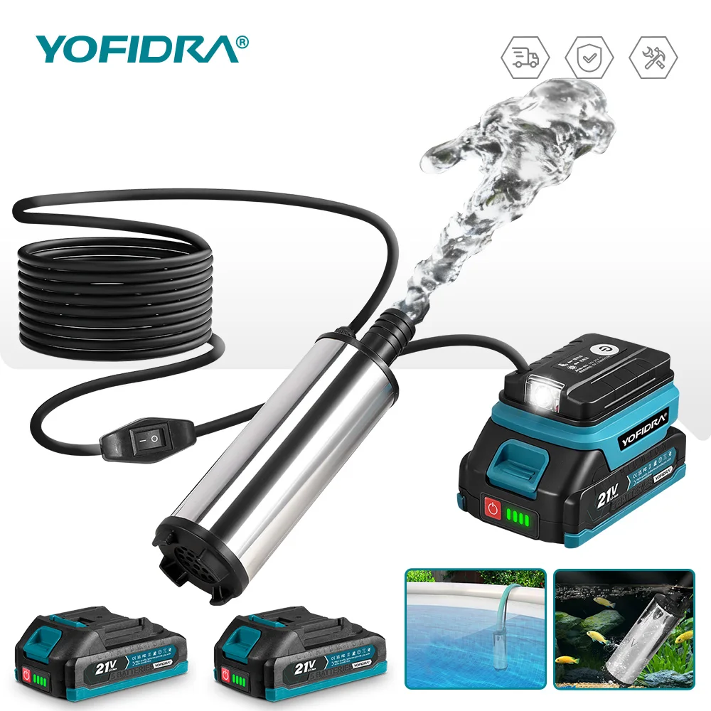 YOFIDRA 50–80 L/min Leistungsstarke elektrische Wasserpumpe, Ölpumpe, Betankungspistole, Tauchpumpe für Autos, für Makita 21V Akku