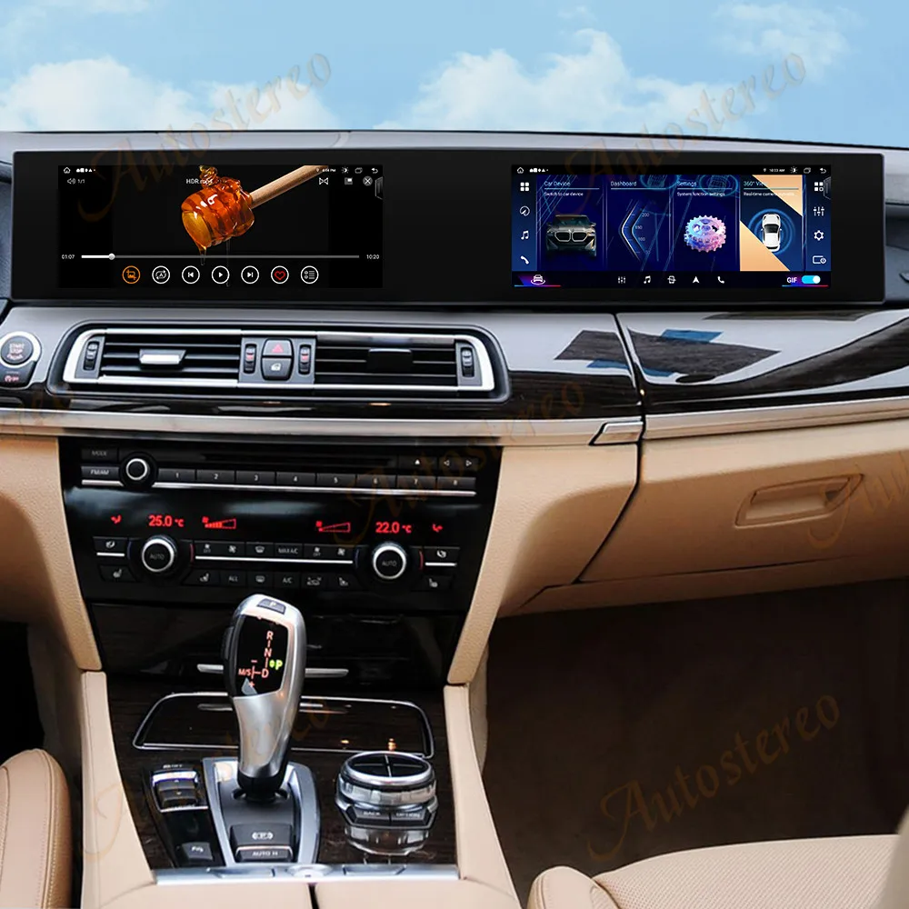 12.3 ‘’Dual Screen Carplay Android 14 Car GPS Navigation For BMW 7 Series 2009-2012 CIC HeadUnit Multimedia Player Car Radio