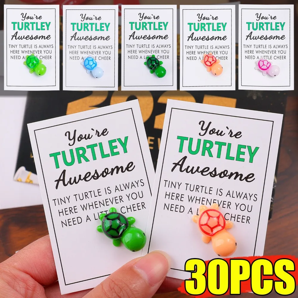 30/5PCS Mini Turtle Hug Cards with Inspirational 