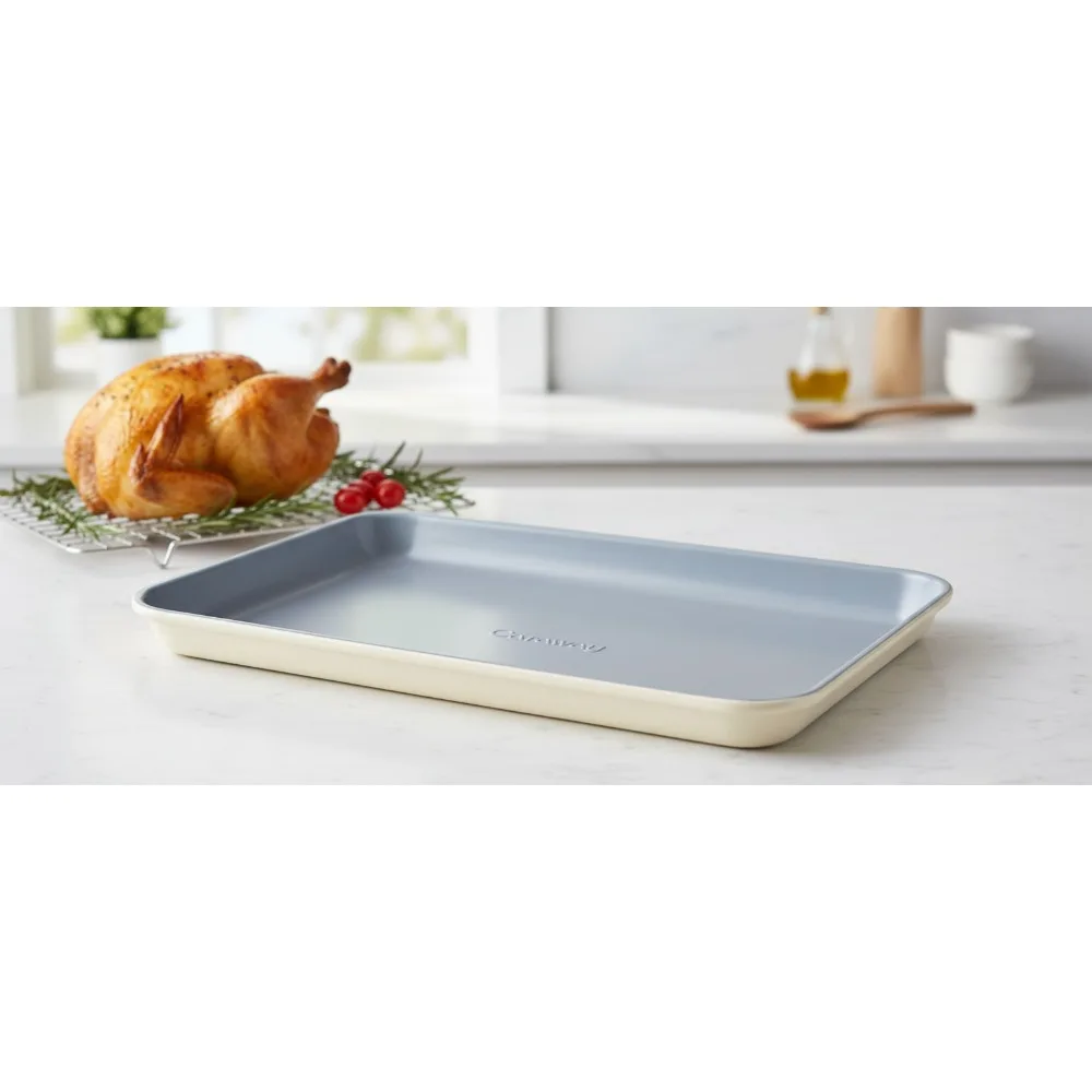 

Nonstick Ceramic Small Baking Sheet 9x13 - Oven Safe 550°F, Non-Toxic, Easy Clean - Perfect for Small Kitchens & Meal Prep