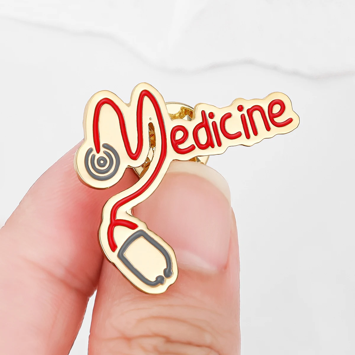 Harong الإبداعية الطب سماعة الطبيب المينا بروش دبوس الطبية التلبيب الحبل معطف حقيبة شارة الملحقات للطبيب ممرضة طالب #5