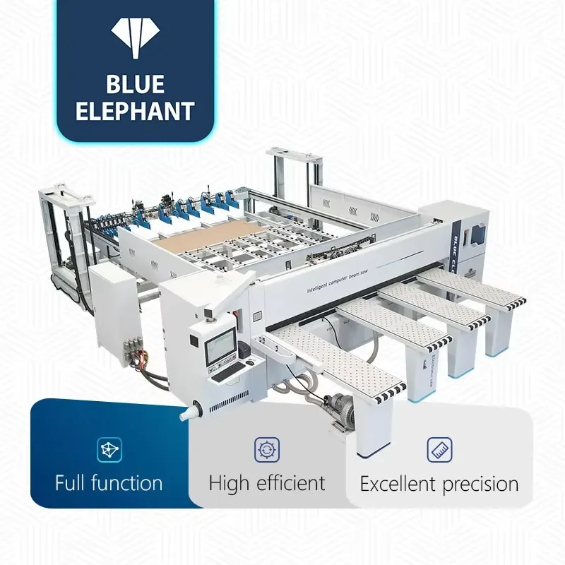 15kW Main Saw 2.2kW Groove Saw 100mm Max Cutting Thickness Rear Feeding ELECNC-330C Computer Beam Saw Machine