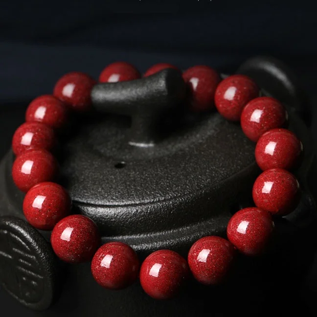 5A Natural Cinnabar Bracelet Zinnober Genuine Vermilion Single Bead DIY Jewelry Material