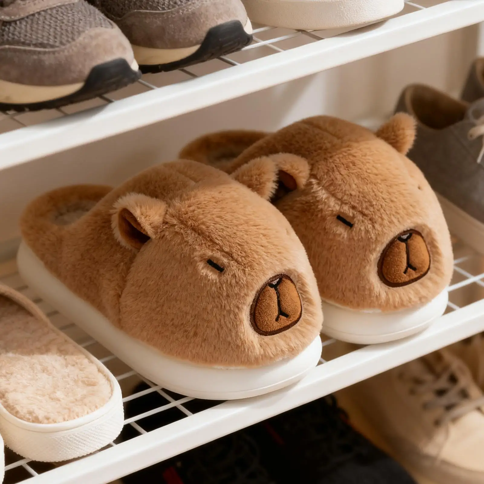 

Женские тапочки с капибарой, зимняя обувь с героями мультфильмов, теплые плюшевые домашние тапочки с капибарой для девочек-подростков, спальни, гостиной, дома