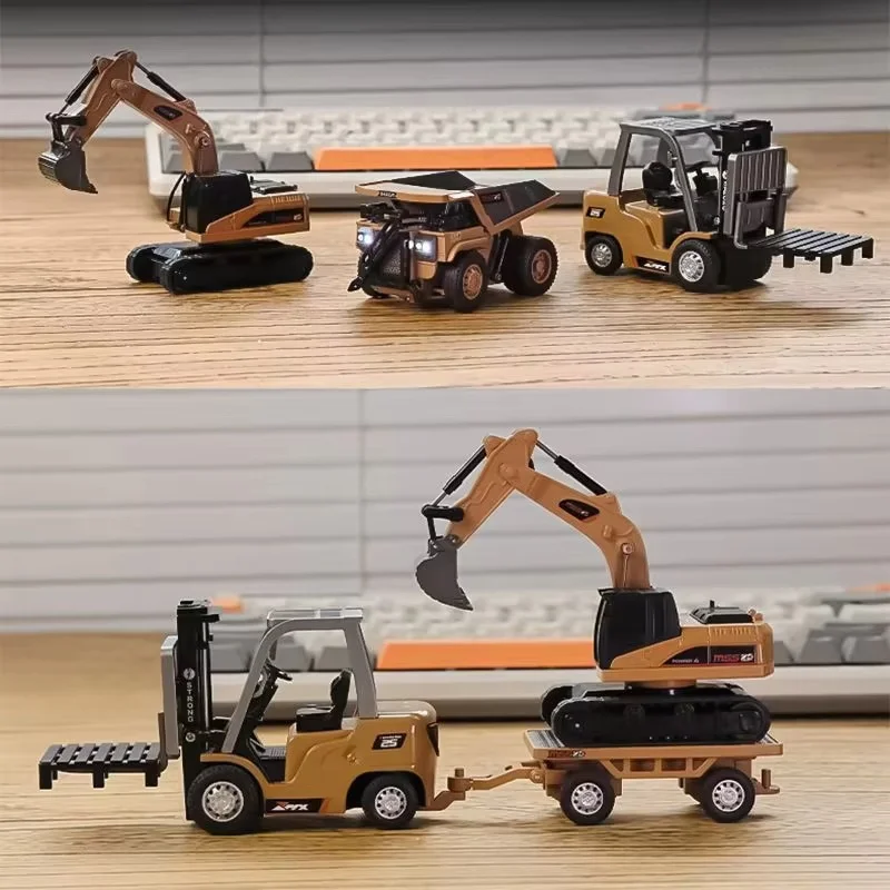 

Мини-экскаватор с дистанционным управлением в масштабе 1:64, самосвал, радиоуправляемый игрушечный автомобиль, мини-вилочный погрузчик для детей, подарок на день рождения, инженерный игровой набор