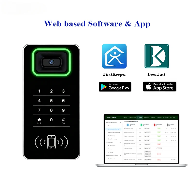 QR Code Access Control with POE Night Reset Function Android APP Software Indoor/Outdoor Use