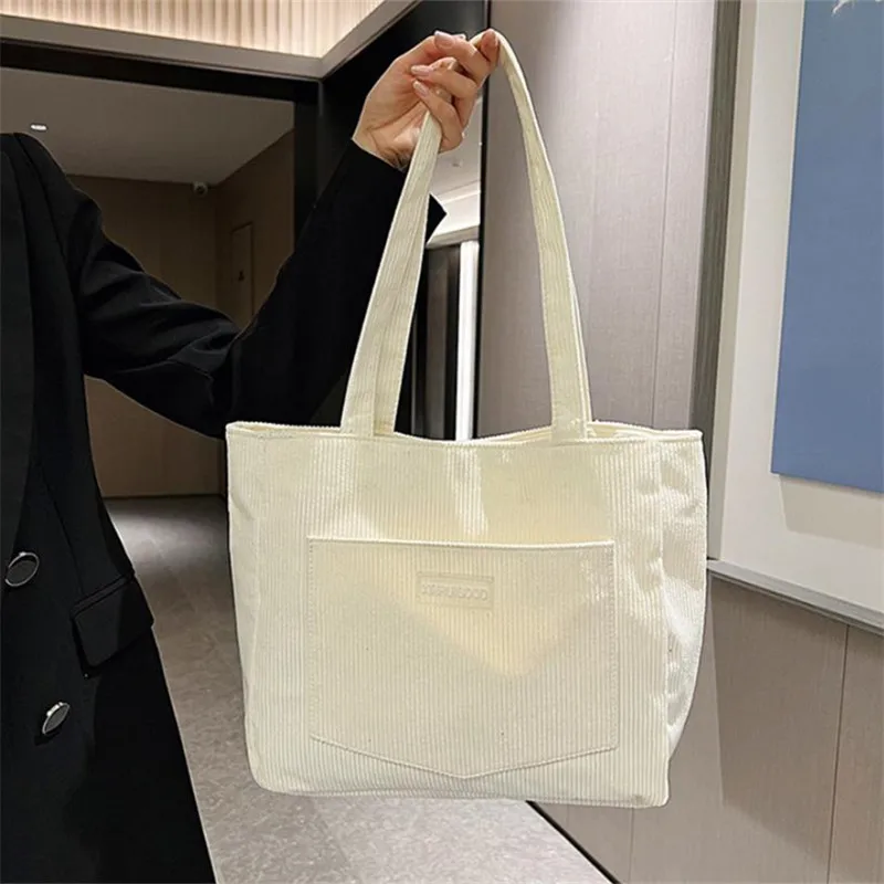 Damen-Cord-Tragetasche, Lässige Große Mode-Unterarmtasche für Ausgehzwecke, Minimalistische Handtaschen Schultertasche – Detail 11